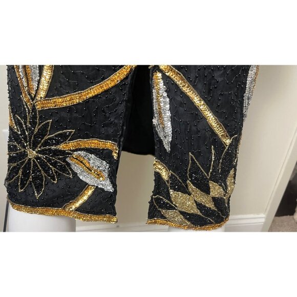 VINTAGE MANNEQUIN BEADED SEQUIN 80'S GLAM DRESS M - Picture 10 of 12